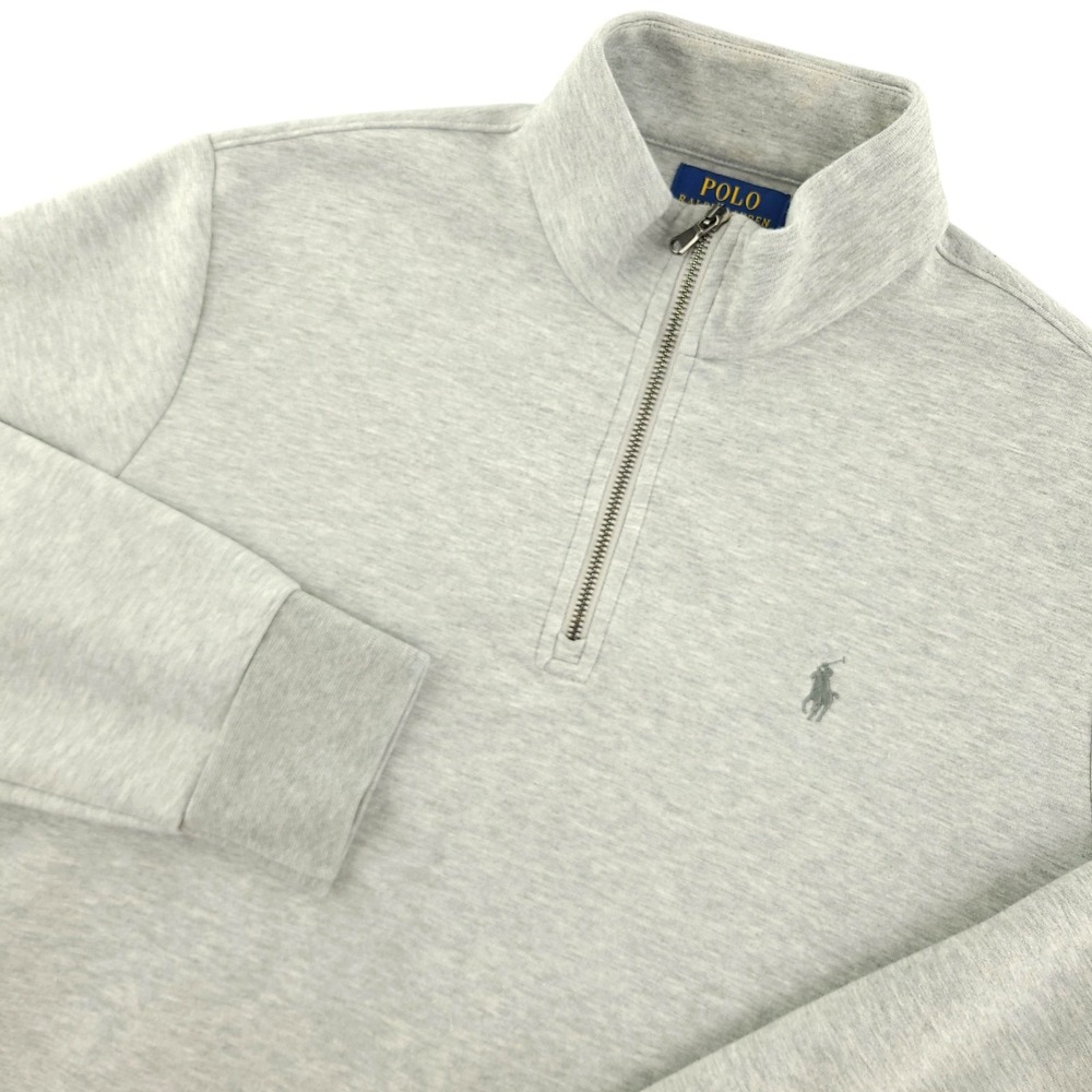 Polo Ralph Lauren Sweatshirt Mens L Gray Fleece 1/4 Zip Mock Neck Pullover